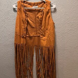 Hotouch Orange Fringe Vest
